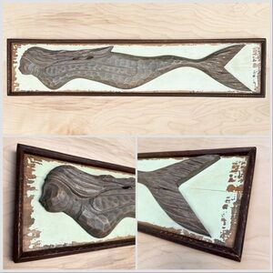 Large Vintage Wood Carved Mermaid Artwork